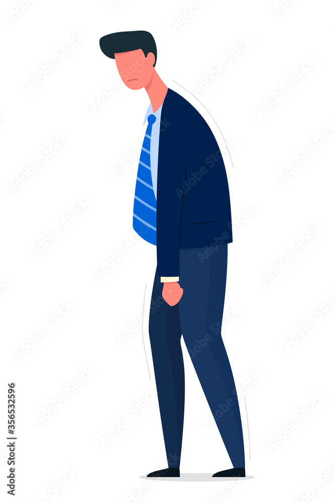 Upset male businessman. Vector isolate in flat style. Emotion disorder.