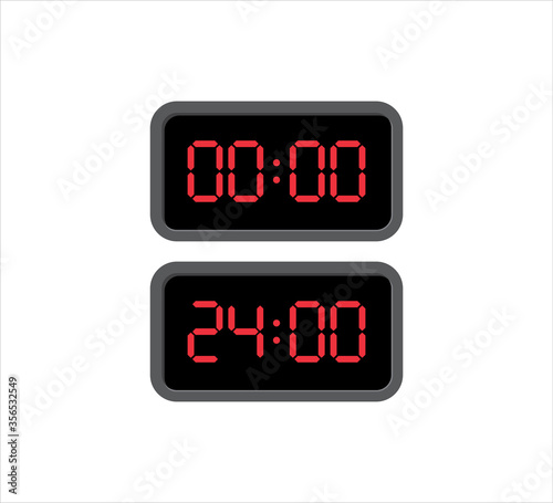 square digital clock showing time at twenty four and zero o'clock vector icon design