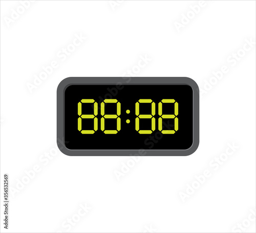 square digital clock with yellow number template vector icon design
