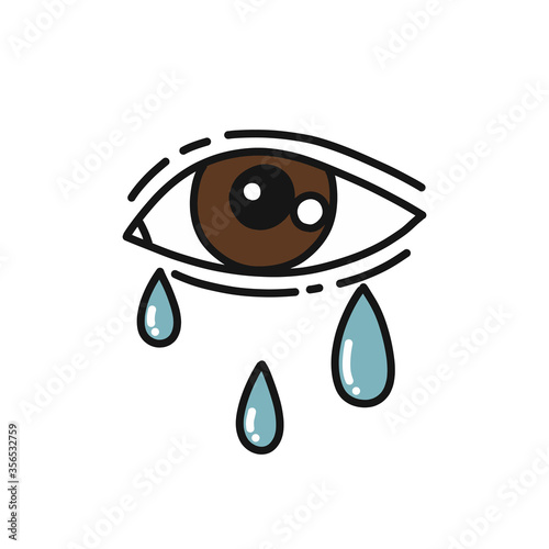 tearing eyes doodle icon, vector illustration