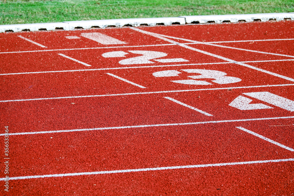 Fototapeta premium Athletic running track for running race. Sport and excercise concept.