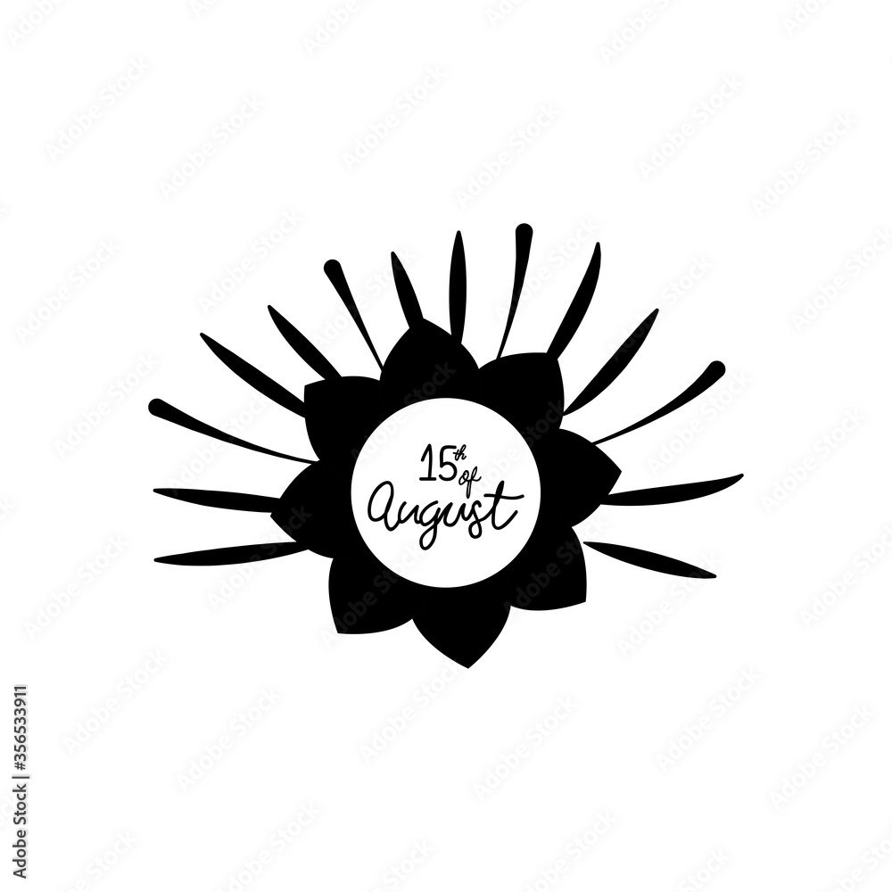 Naklejka premium India independence day design with flower and burst icon, silhouette style