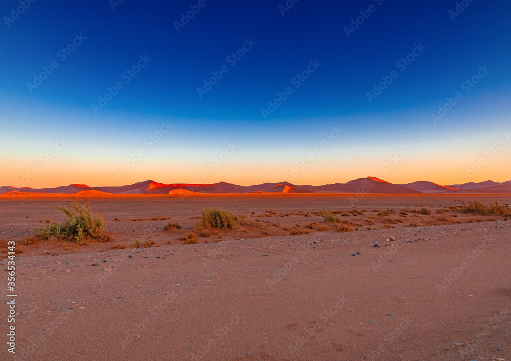 Mountains of the Namib Desert in the sunset in Sossusvlei in Namibia