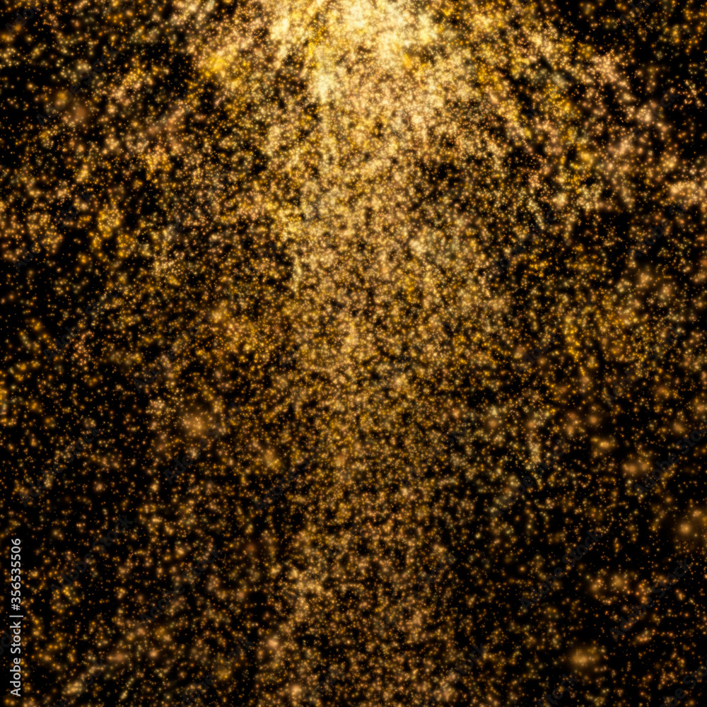 The texture of black gold. Abstract stylish light effect on a black background. Golden luminous dust and glares. Golden rays of light Flying particles. The texture of black gold. Abstract stylish light effect on a black background. Golden luminous dust and glares. Golden rays of light Flying particles.