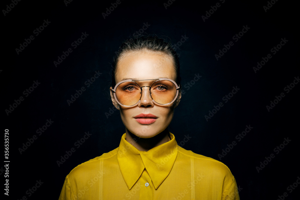 Portrait of pretty lady wearing eyeglasses
