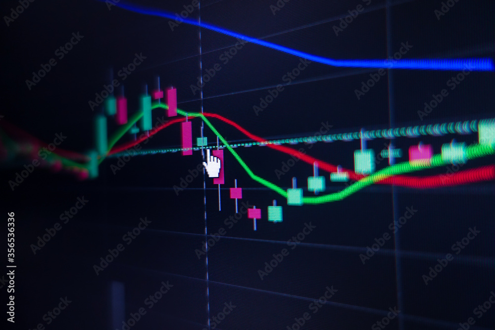 Stock exchange market graph on screen monitor. Economic and financial concept. Stock exchange market graph on screen monitor. Economic and financial concept.