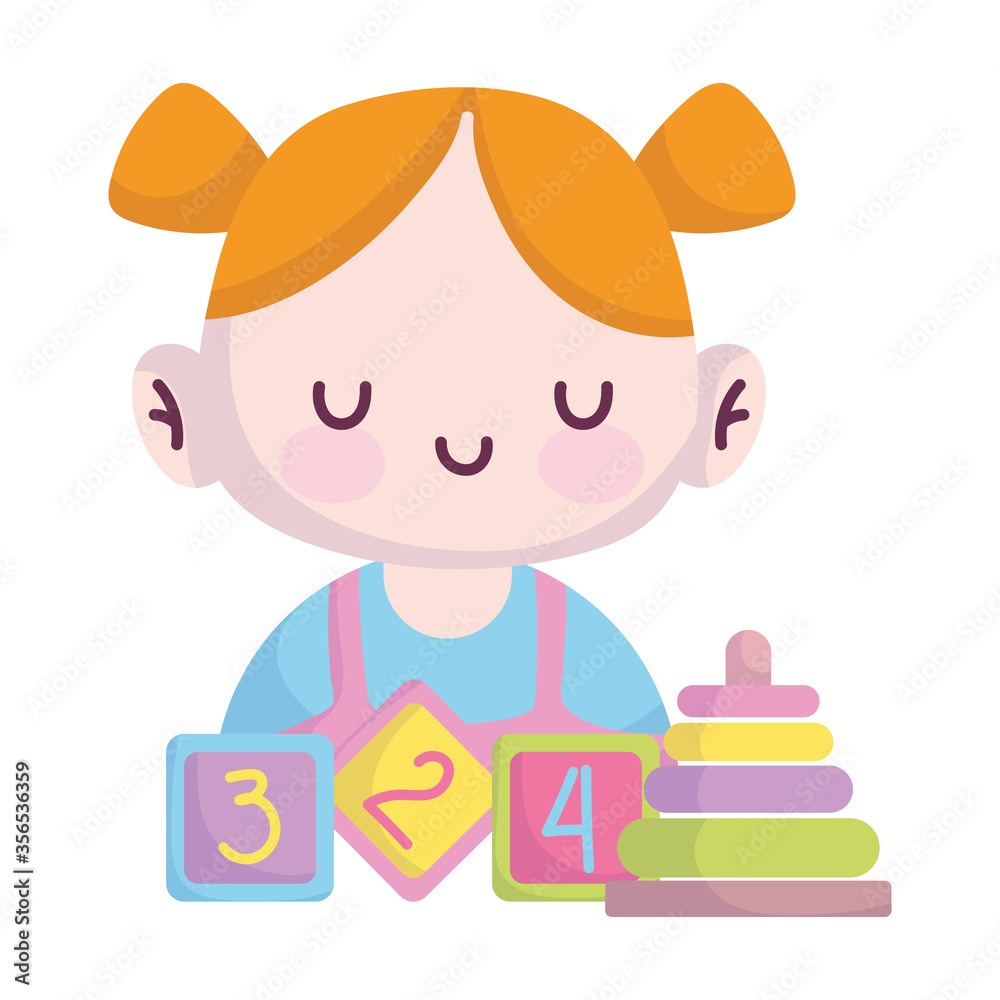 baby shower, cute little girl with blocks and pyramid cartoon, announce newborn welcome card baby shower, cute little girl with blocks and pyramid cartoon, announce newborn welcome card