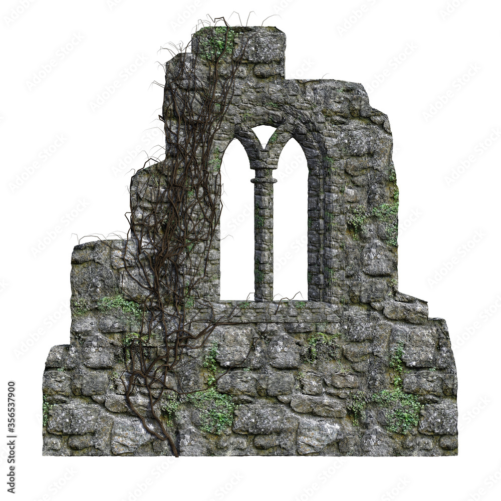 3D rendered Fantasy Medieval Castle Ruins - 3D Illustration