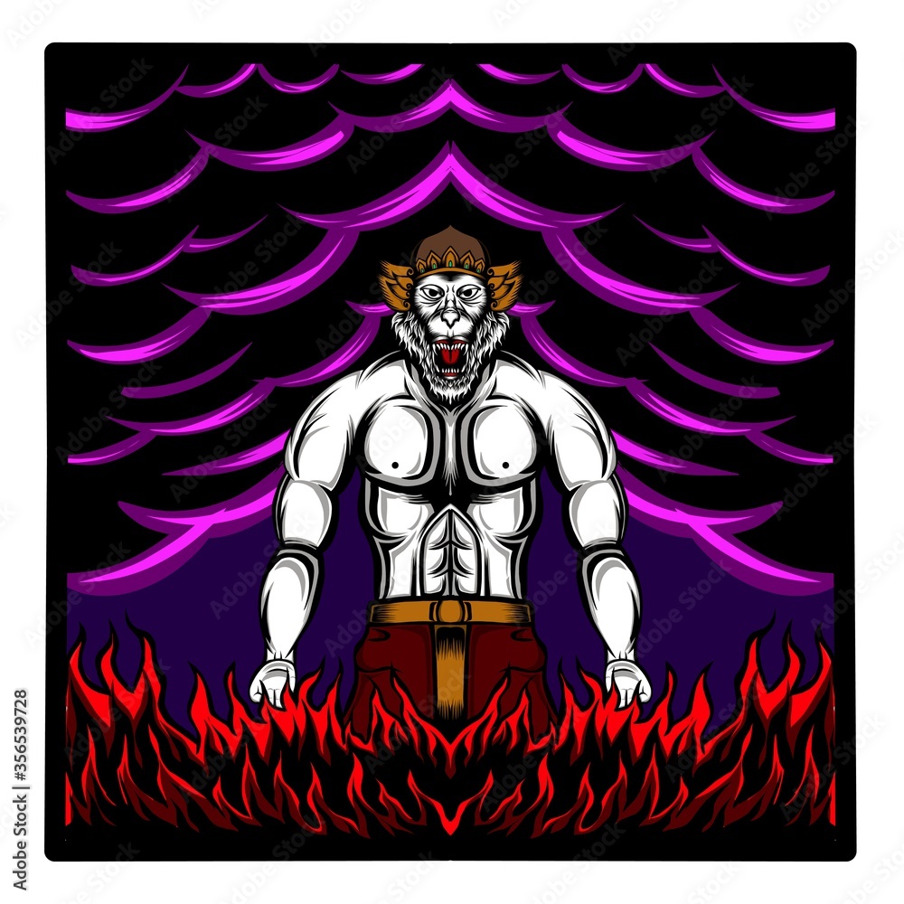 Hanuman illustration that is angry with Ravana Hanuman illustration that is angry with Ravana