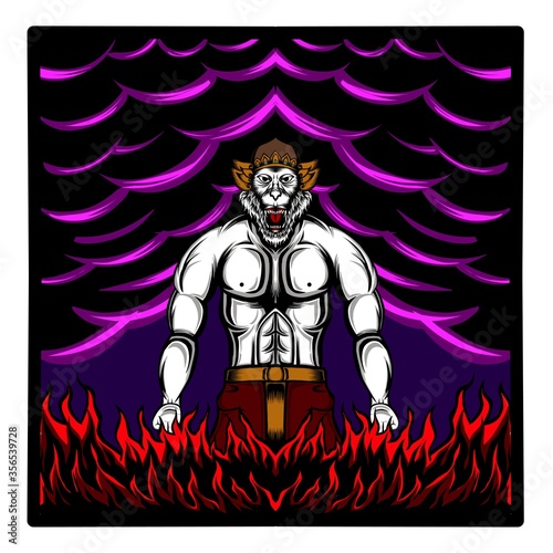 Hanuman illustration that is angry with Ravana