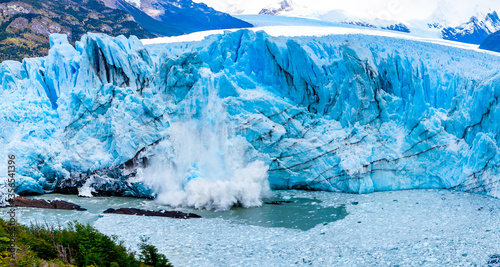 Close Up of Ice Collapsing from Melting Glacier Ice
