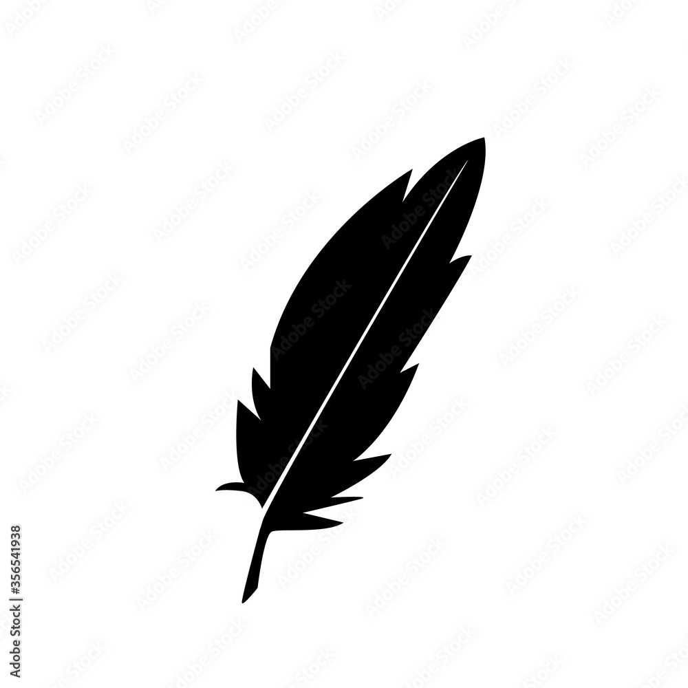 Fototapeta premium feather icon on white background. writing quill feather pen. nib sign. black feather symbol.