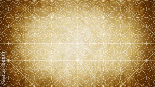 Billede på lærred Sacred geometry in flower line blight pattern shape on old paper texture