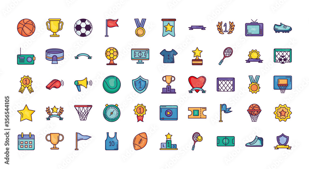 game event icon set, line color style game event icon set, line color style