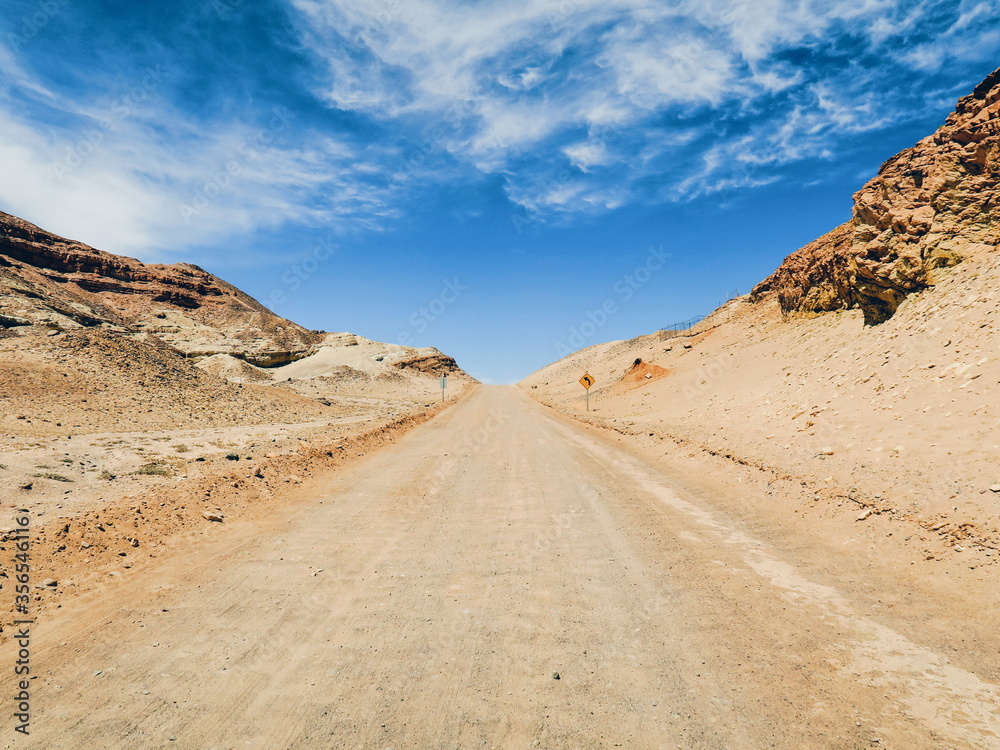 Dirt road to the Mars Valley, also known as Death Valley, Atacama Desert, San Pedro de Atacama, Antofagasta, Chile