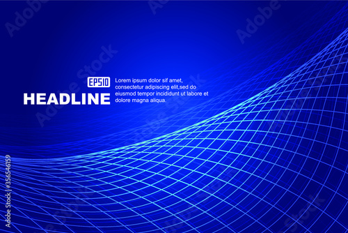 Abstract background of blue glowing lines with a sense of space.