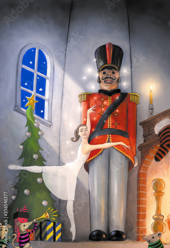 Nutcracker Ballet Poster Style Dance Illustration 
