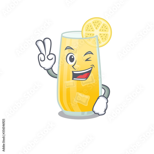 Happy screwdriver cocktail cartoon design concept show two fingers