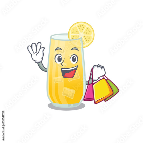 wealthy screwdriver cocktail cartoon character with shopping bags