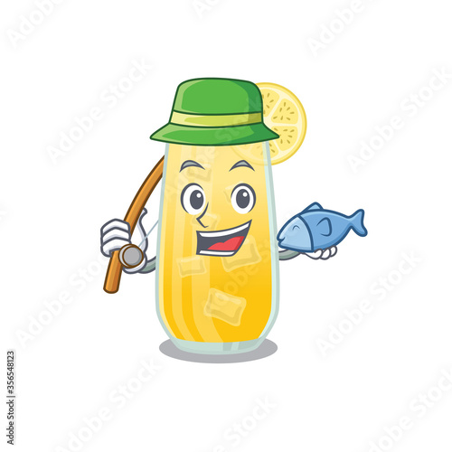 Cartoon design style of screwdriver cocktail goes to fishing
