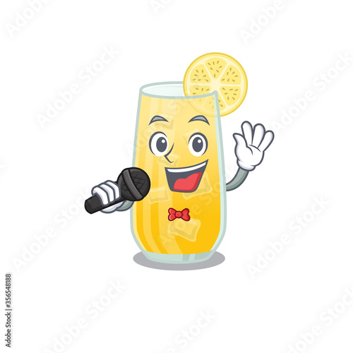cartoon character of screwdriver cocktail sing a song with a microphone