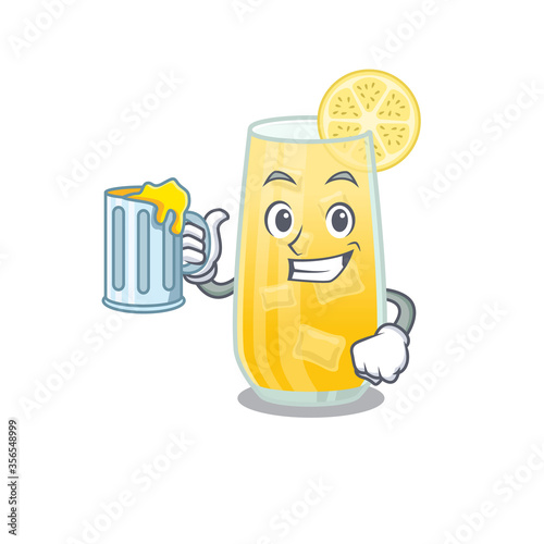 A cartoon concept of screwdriver cocktail with a glass of beer