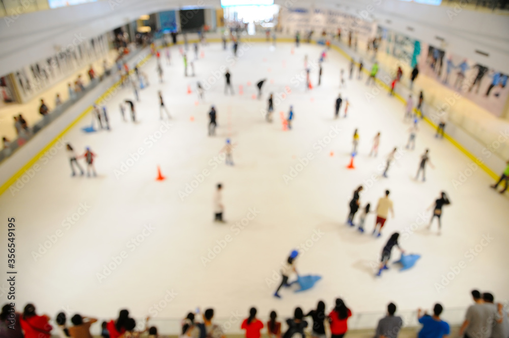 Out of focus Image of People at an Ice Skating Rink