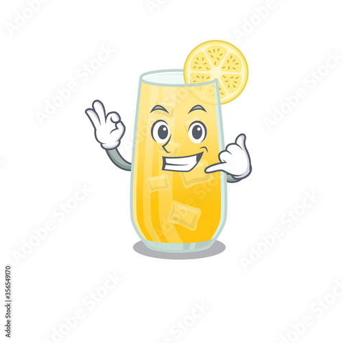 Caricature design of screwdriver cocktail showing call me funny gesture