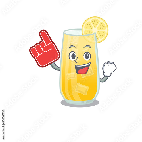 screwdriver cocktail in cartoon drawing character design with Foam finger