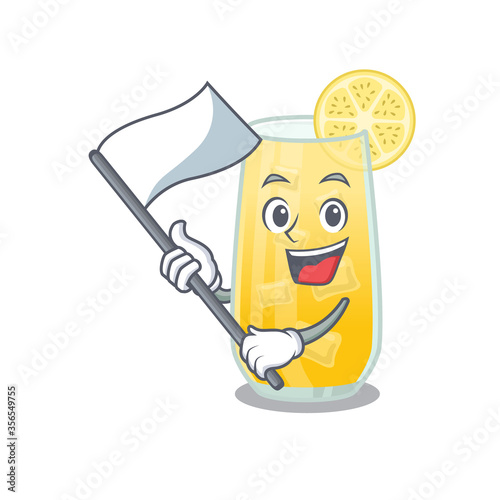 A heroic screwdriver cocktail mascot character design with white flag