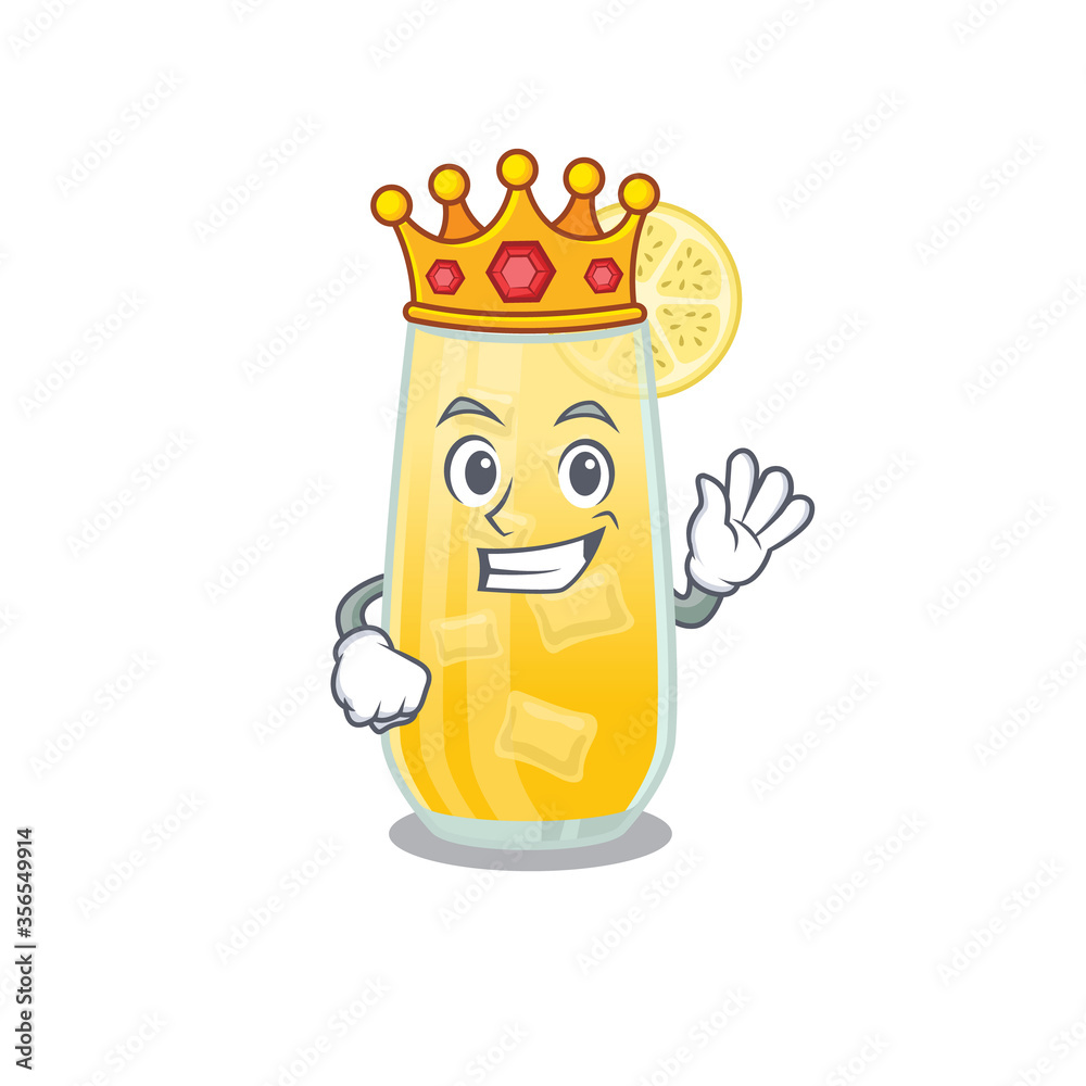 A Wise King of screwdriver cocktail mascot design style with gold crown A Wise King of screwdriver cocktail mascot design style with gold crown