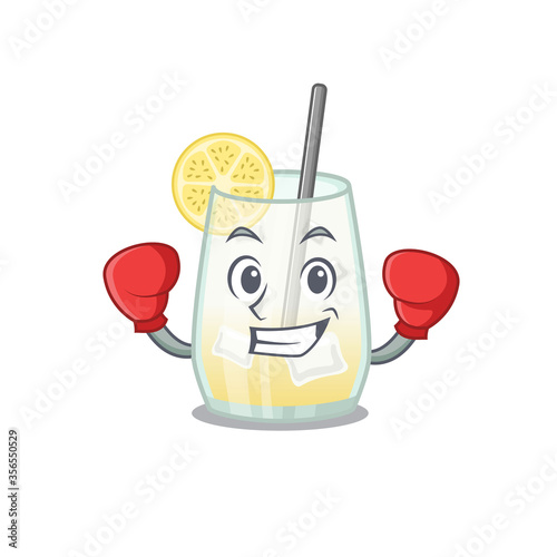 Mascot design of tom collins cocktail as a sporty boxing athlete
