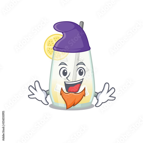 An adorable cartoon design of tom collins cocktail as an Elf fairytale character