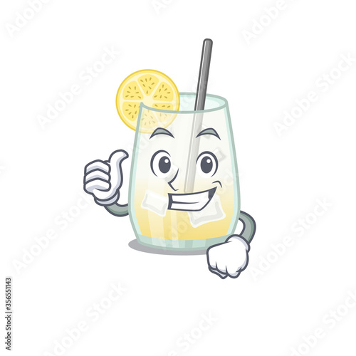 Tom collins cocktail cartoon character design showing OK finger