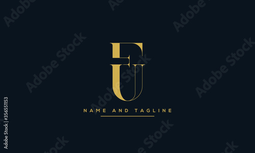 alphabet letters monogram icon logo FU or UF