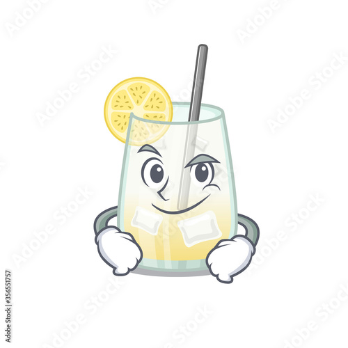 A cute arrogant caricature design of tom collins cocktail having confident gesture