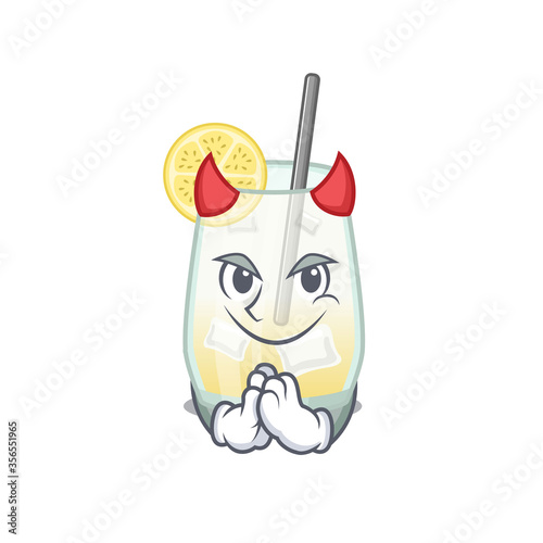 Tom collins cocktail clothed as devil cartoon character design concept