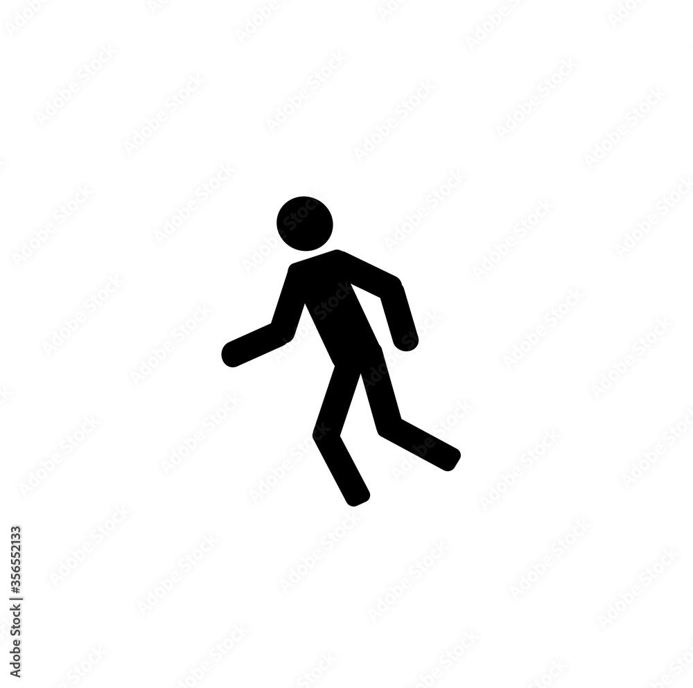 Stick man running isolated on white background. Playing sport.
