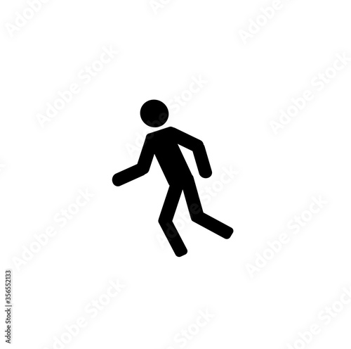 Stick man running isolated on white background. Playing sport.