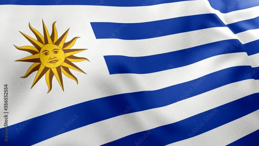 A beautiful view of Uruguay flag video. 3d flag waving video. Uruguay flag HD resolution. Uruguay flag Closeup 1080p Full HD video.
