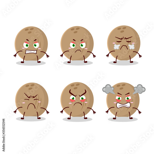 Brown coconut cartoon character with various angry expressions