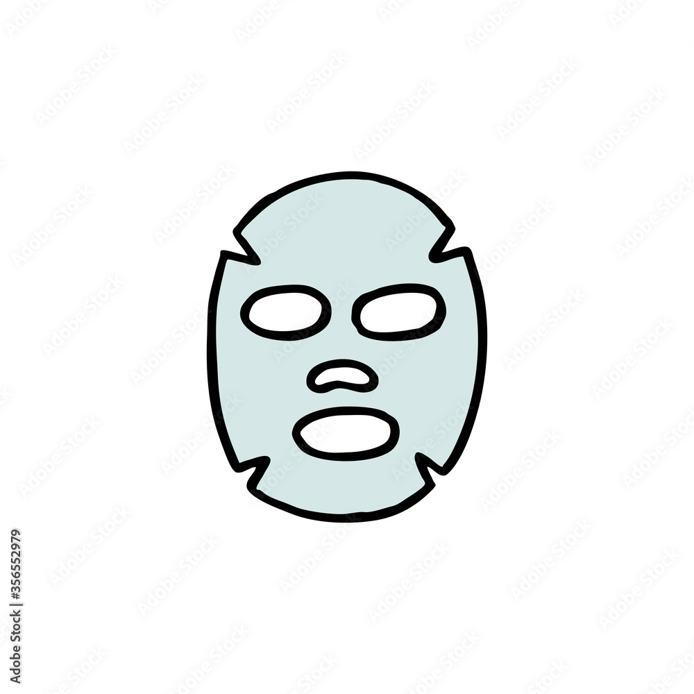 cosmetic face mask doodle icon, vector illustration