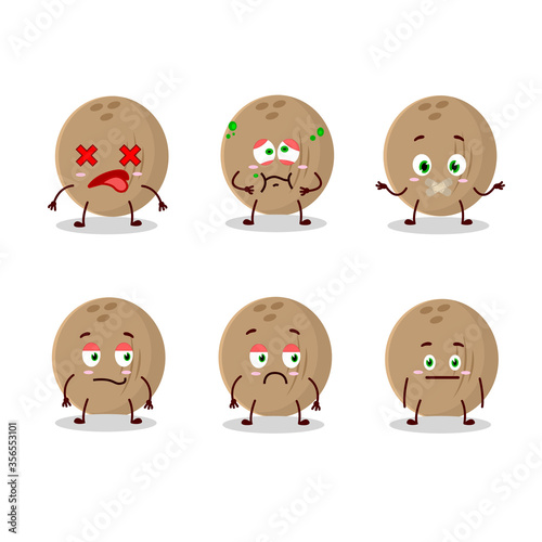 Brown coconut cartoon character with nope expression