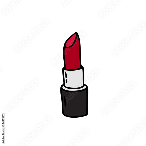 lipstick doodle icon, vector illustration