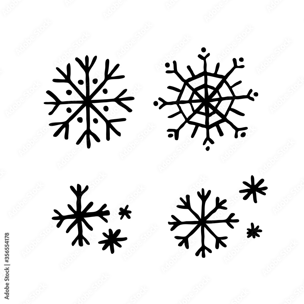Obraz premium snowflakes doodle icon, vector illustration