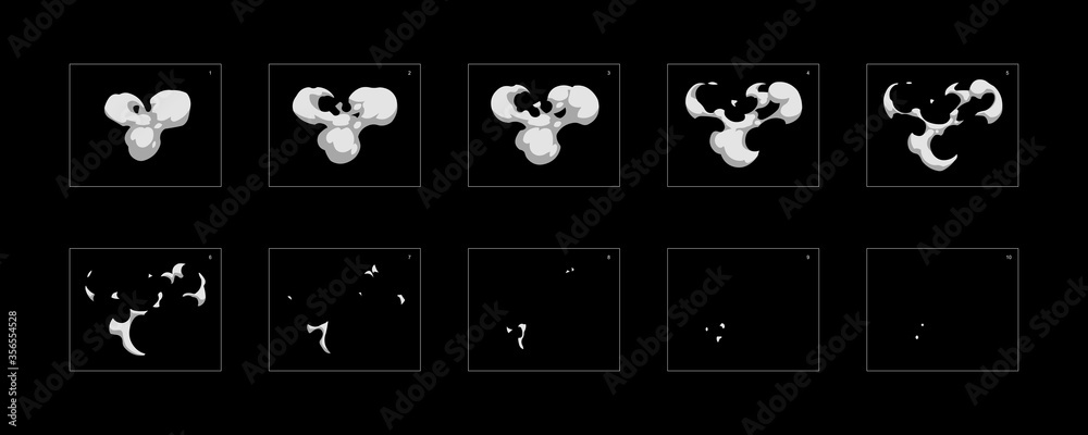 Explosion Smoke effect. Blast animation effect. Animation Sprite sheet for games, cartoon or animation. vector style animation effect 20001. Explosion Smoke effect. Blast animation effect. Animation Sprite sheet for games, cartoon or animation. vector style animation effect 20001.
