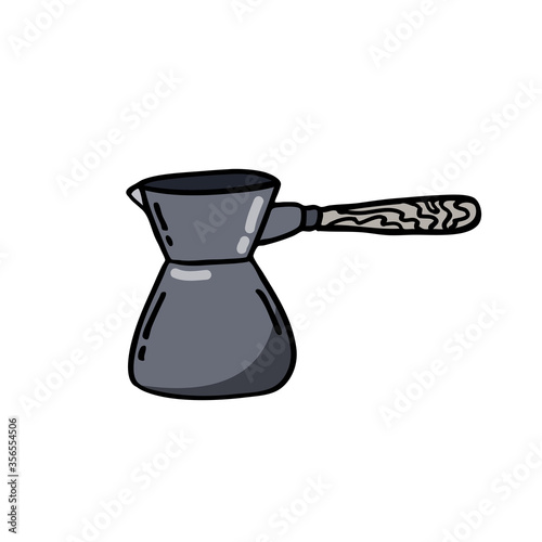 turkish coffee pot doodle icon, vector illustration
