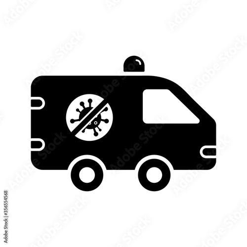 Ambulance icon. Virus protection vehicle icon