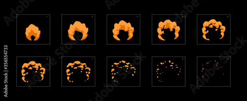 Dust explosion effect. Blast animation effect. Animation Sprite sheet for games, cartoon or animation. vector style animation effect 20009.