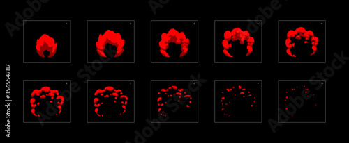 Fire explosion effect. Blast animation effect. Animation Sprite sheet for games, cartoon or animation. vector style animation effect 20010.
